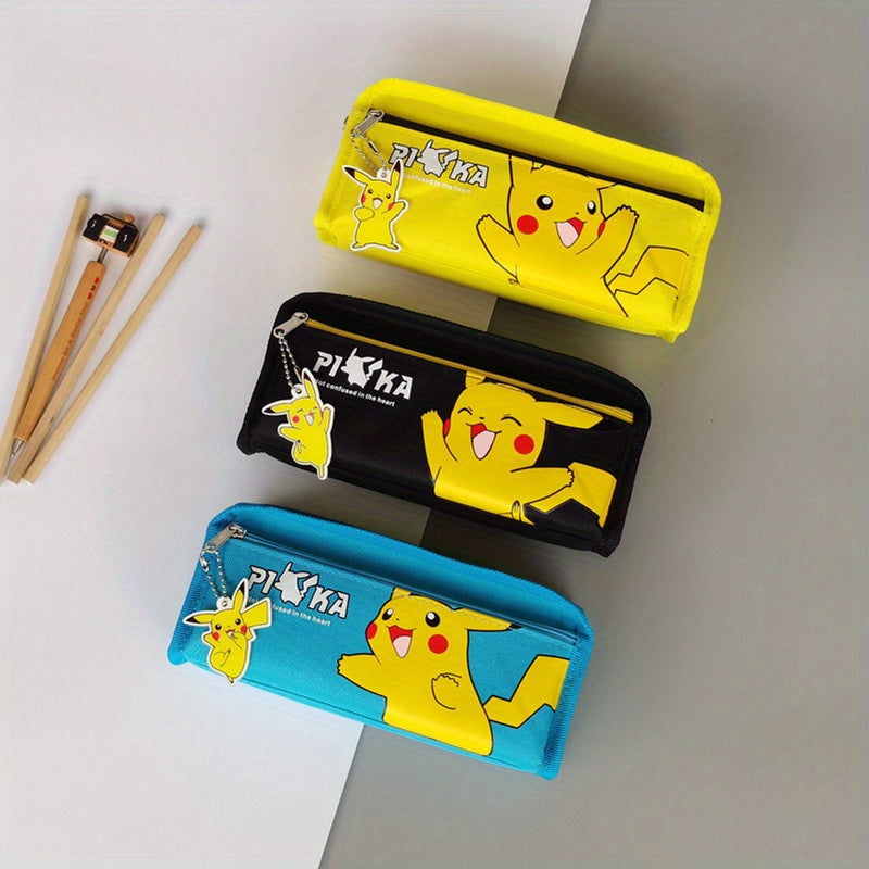 🔵 Pikachu temalı Pokemon kalem kutusu - büyük kapasiteli oxford kumaş kırtasiye organizatörü - Kıbrıs