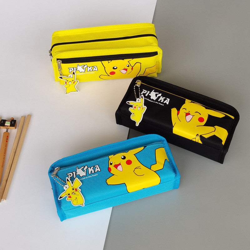 🔵 Pikachu temalı Pokemon kalem kutusu - büyük kapasiteli oxford kumaş kırtasiye organizatörü - Kıbrıs