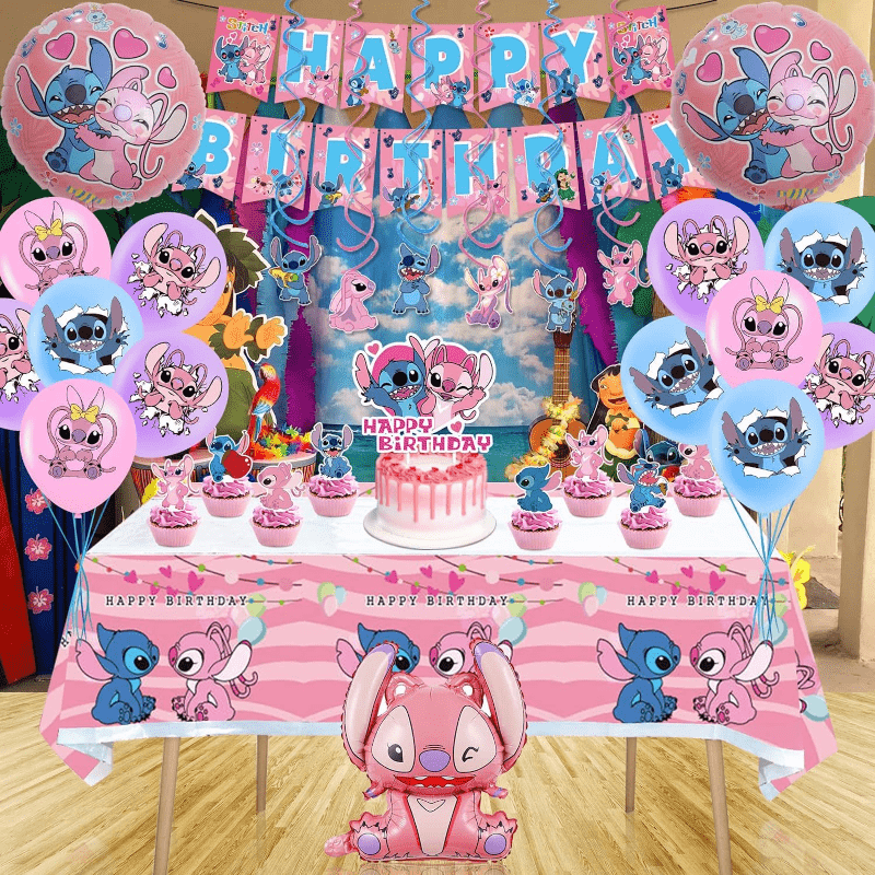 Stitch Birthday Party Supplies Set - wasserresistente Dekorationen mit Luftballons, Banner, Cake Topper und Cupcake Toppers - ideal für den Abschluss, den Muttertag und mehr - Zypern