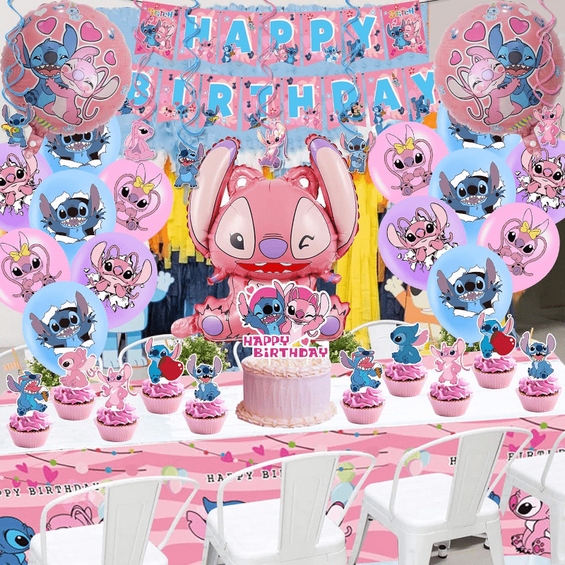 Stitch Birthday Party Supplies Set - wasserresistente Dekorationen mit Luftballons, Banner, Cake Topper und Cupcake Toppers - ideal für den Abschluss, den Muttertag und mehr - Zypern