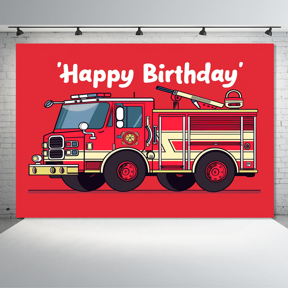 Vibrant Fire Truck Party Backdrop For Memorable Photos - Cyprus