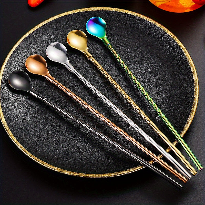 Creative Stainless Steel Spoon Straw Set for Dessert and Beverage - Cyprus