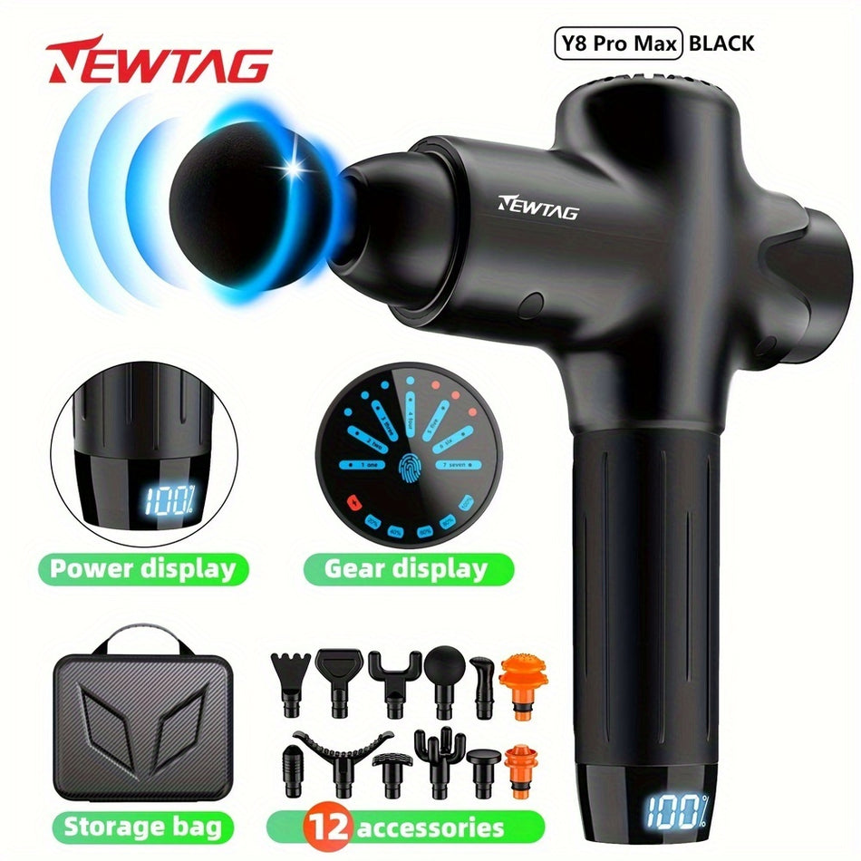 Y8 Pro Max Professional Muscle Massage Gun - 12 голов и 7 -летние уровни - зарядка USB - аккумуляторная батарея лития - без запаха силиконового материала - Кипр