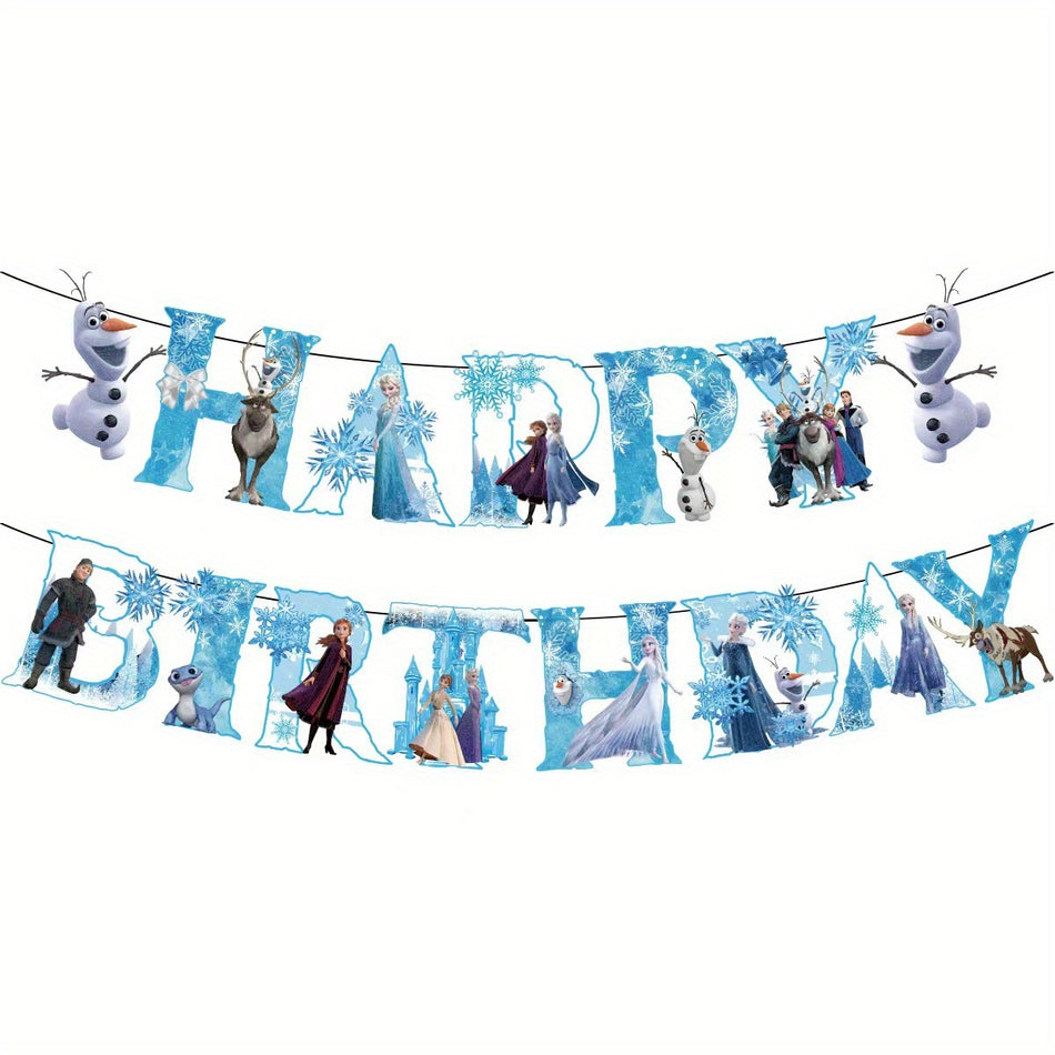 🔵 Disney Dondurulmuş Prenses Doğum Günü Partisi Dekor Seti - Elsa & Anna temalı balonlar, bayraklar, kek toppers ve daha fazlası - 14+ yaş | UME Lisanslı - Kıbrıs