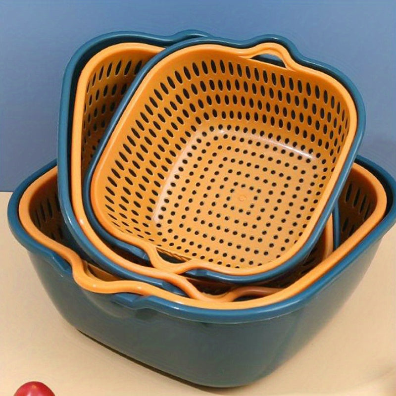 6-Piece Double Layer Colander Set - Reusable Strainer Baskets For Fruits & Vegetables - Cyprus