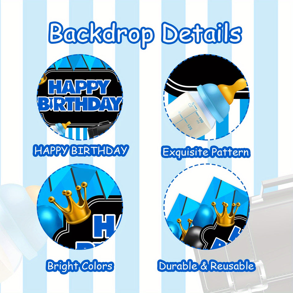 Blue Boss Baby Vinyl Happy Birthday Banner - Durable & Reusable Party Decoration - Cyprus