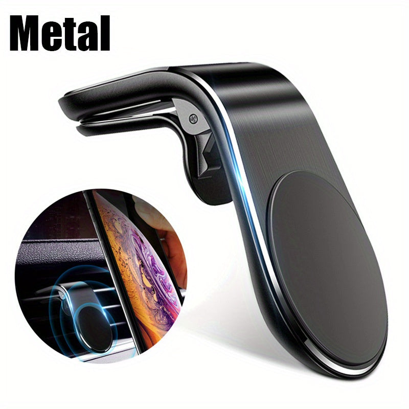 L-Type Magnetic Car Phone Holder - 360° Rotating Mount for All Smartphones