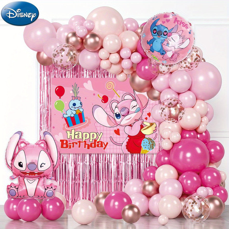 Stitch and Angel 76-Piece Birthday Balloon Decoration Set - Officially Licensed Party Supplies - Cyprus