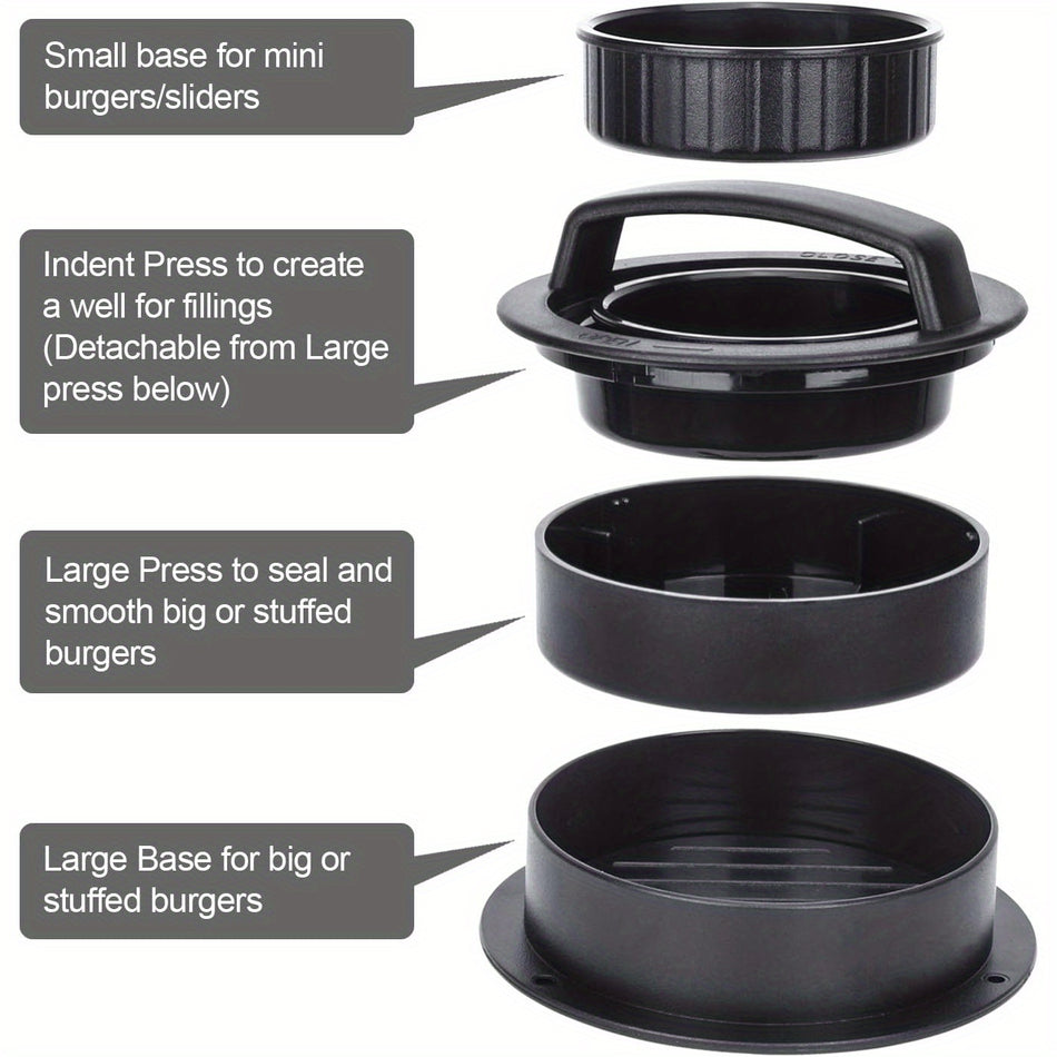 3 arada yapışmaz Hamburger Press & Patty Maker-Essential Mutfak Izgarası Aksesuar Burger Press Patty Maker-Kıbrıs