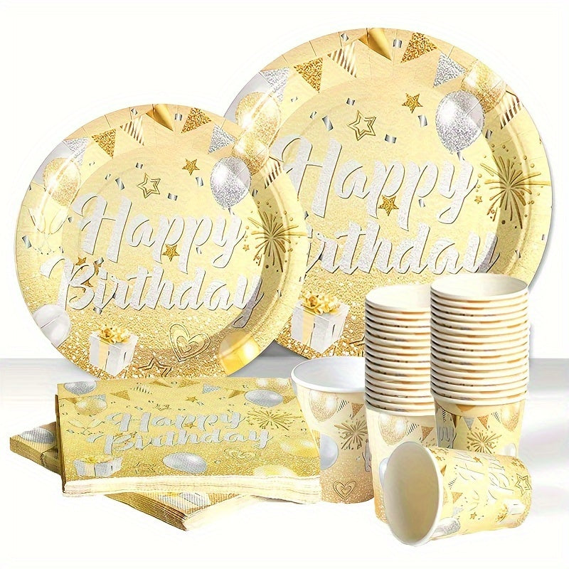 Golden Glamour 51-Piece Birthday Party Decor Set - Perfect For Celebrations - Cyprus