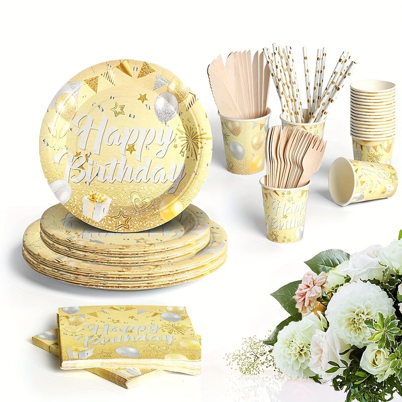 Golden Glamour 51-Piece Birthday Party Decor Set - Perfect For Celebrations - Cyprus