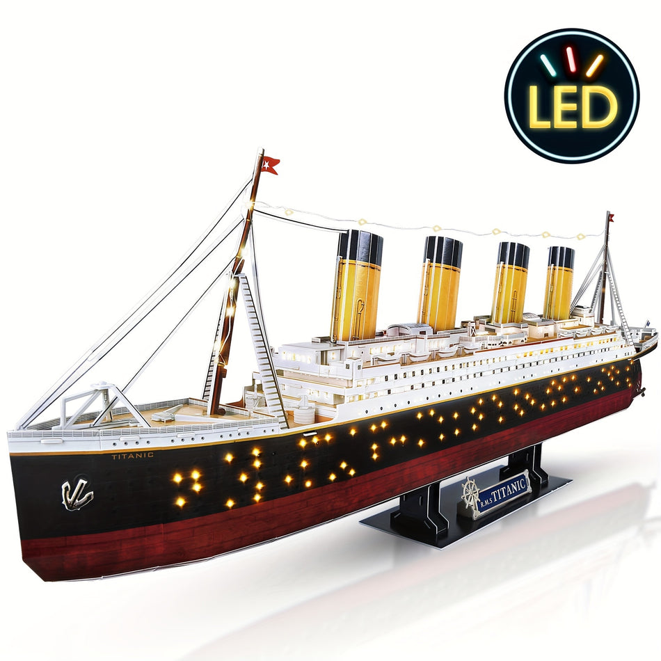 3D Titanic LED Puzzle Model Kit - 266pcs Paper Diorama for Teens and Adults - Ideal Home Decoration and Skill Development - Cyprus