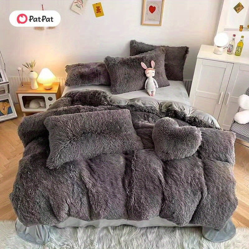 Patpat Cozy 3-Piece Plush Bedding Set - Soft Fuzzy Fleece Duvet Cover 💤