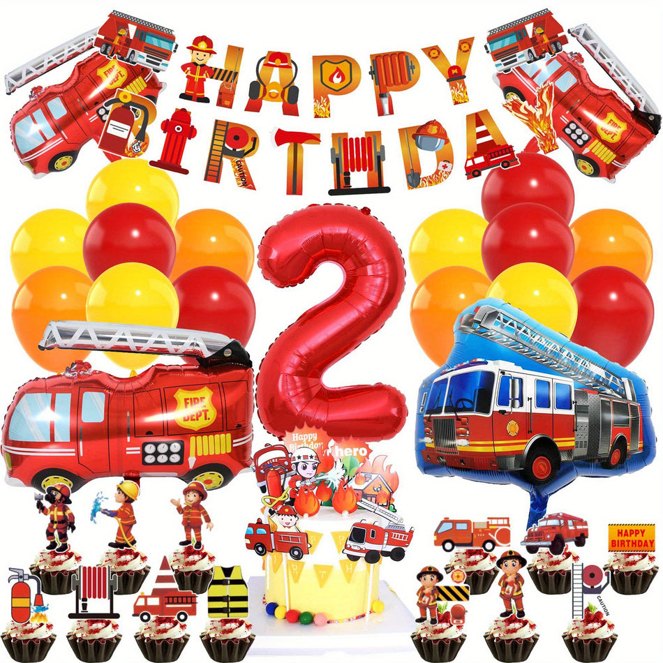 Fire Truck Themed Party Supplies Set - Vibrant Decor for Ages 14+ - Cyprus