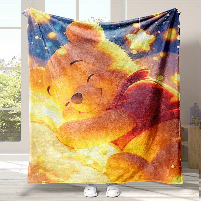 UME Cozy Flannel Fleece Blanket with Winnie The Pooh Design - Soft Polyester Throw for Teens and Adults