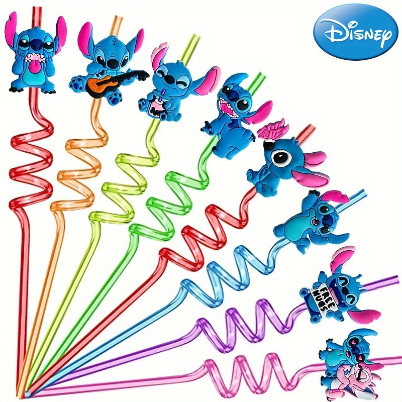 8 adet Disney Stitch Anime figürü Yeniden Kullanılabilir Pipetler Kawaii Malzemeleri - Kıbrıs