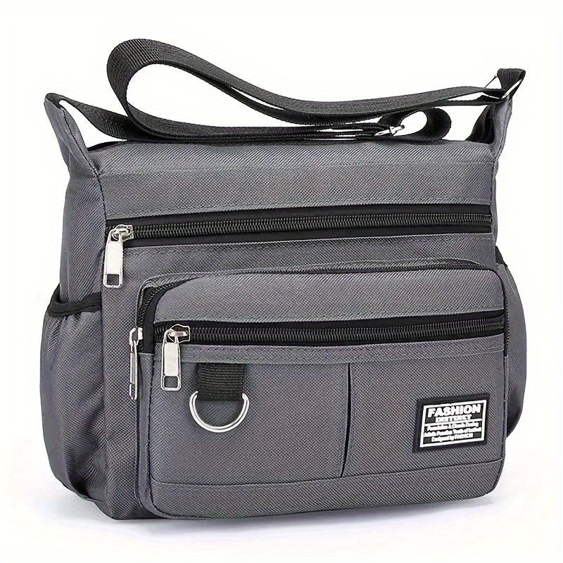 Grey Waterproof Polyester Shoulder Bag with Multiple Compartments - Cyprus