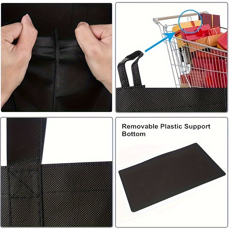 Durable Black Reusable Grocery Bag with Reinforced Handles