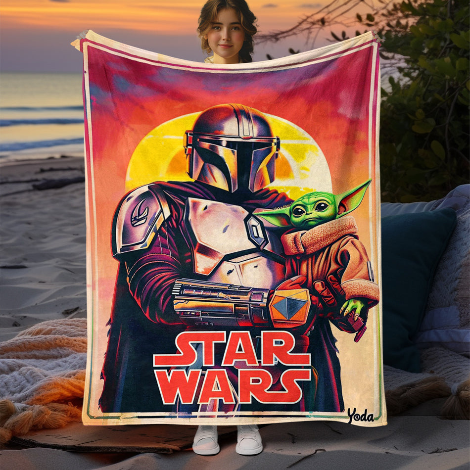 Mandalorian & Baby Yoda Soft Flannel Throw Blanket - Durable Digital Print Fleece - Multiple Sizes Available - Cyprus