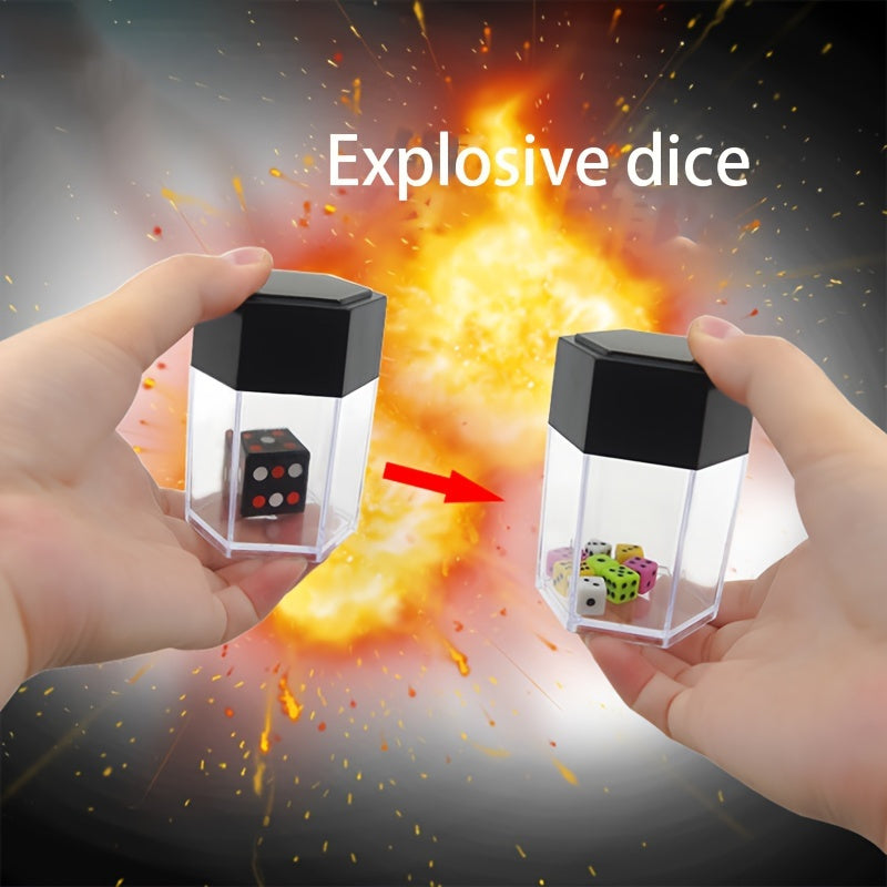 Magic Trick Exploding Dice Set - Transform Large to Mini with Replaceable Ring