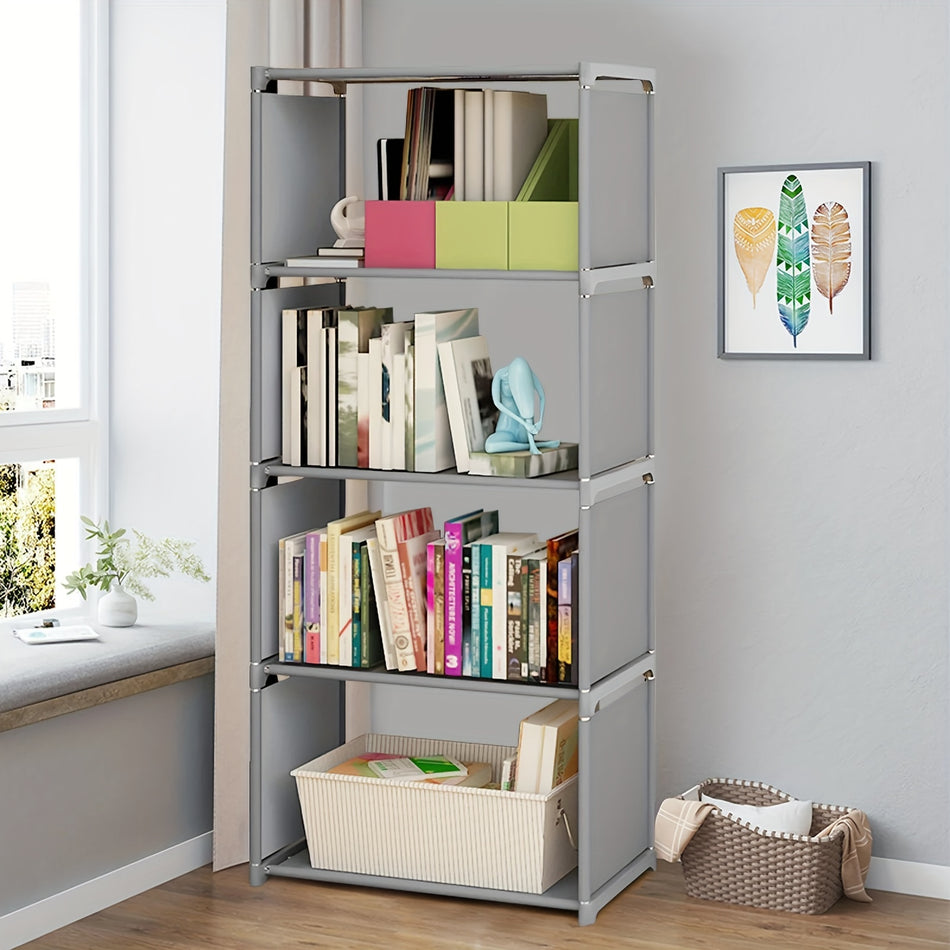 Versatile 4-Shelf Bookcase and Organizer for Home Office and Closet