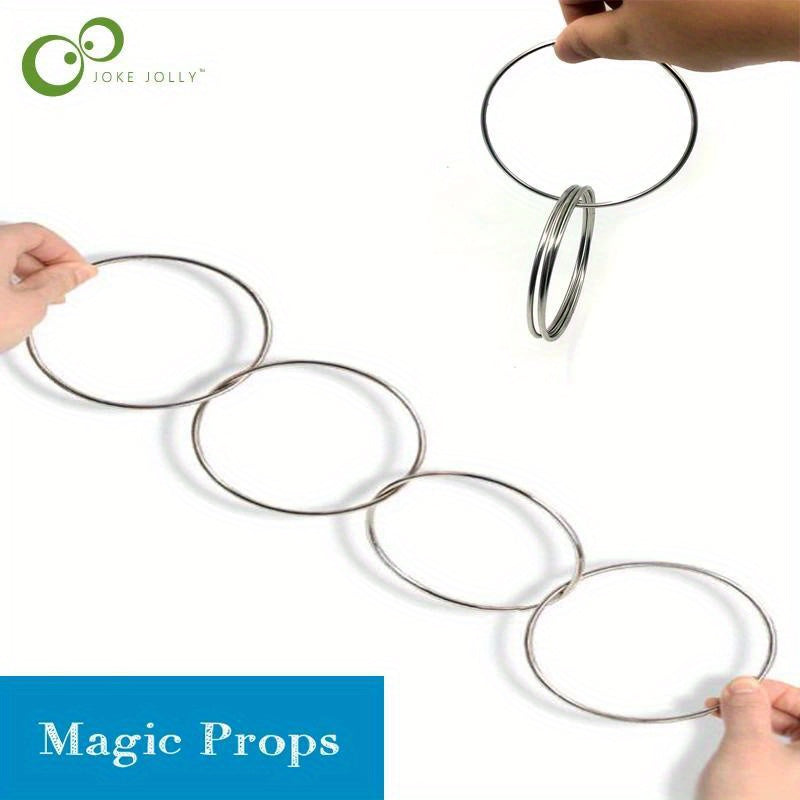 Magic Linking Rings Set - 4 Classic Metal Hoops for Professional Illusions