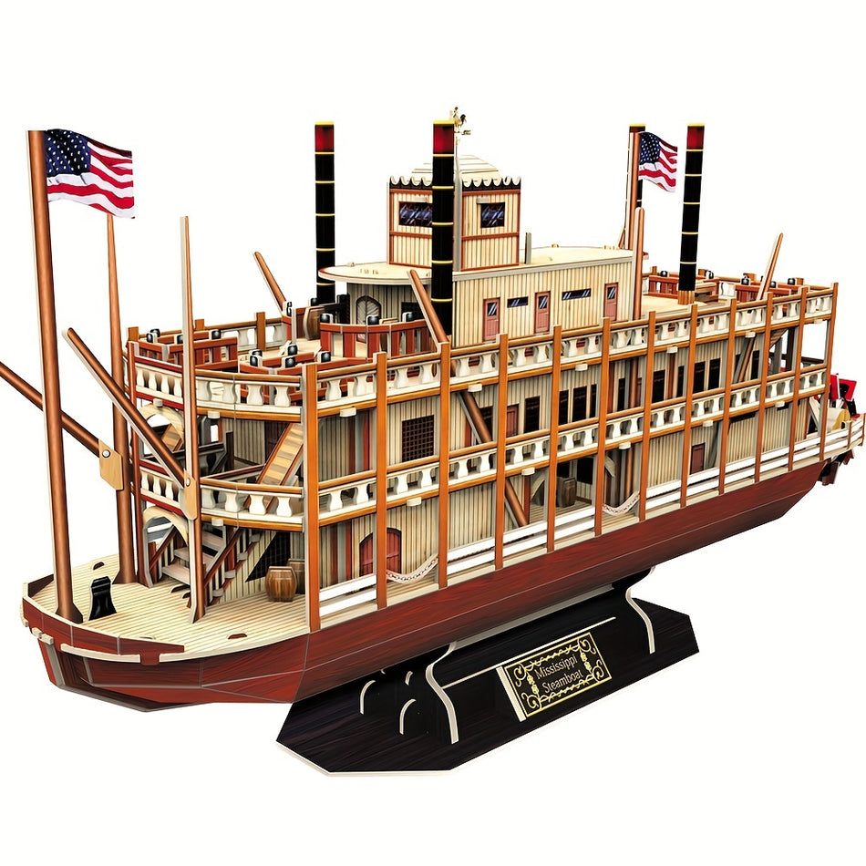 Mississippi Steamboat 3D Puzzle Kit - 142pcs Movie-Themed Building Set For Ages 8-12 - Cyprus