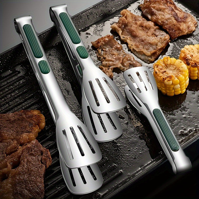 Versatile Non-Slip Stainless Steel Tongs for BBQ and Grilling