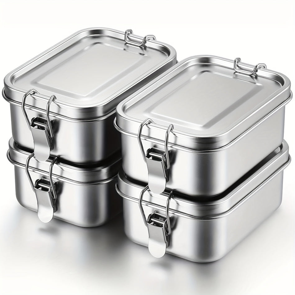 Large Capacity Stainless Steel Square Lunch Box with Secure Buckle