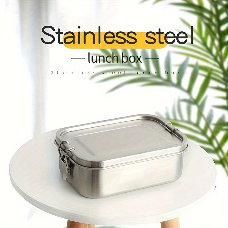 Large Capacity Stainless Steel Square Lunch Box with Secure Buckle