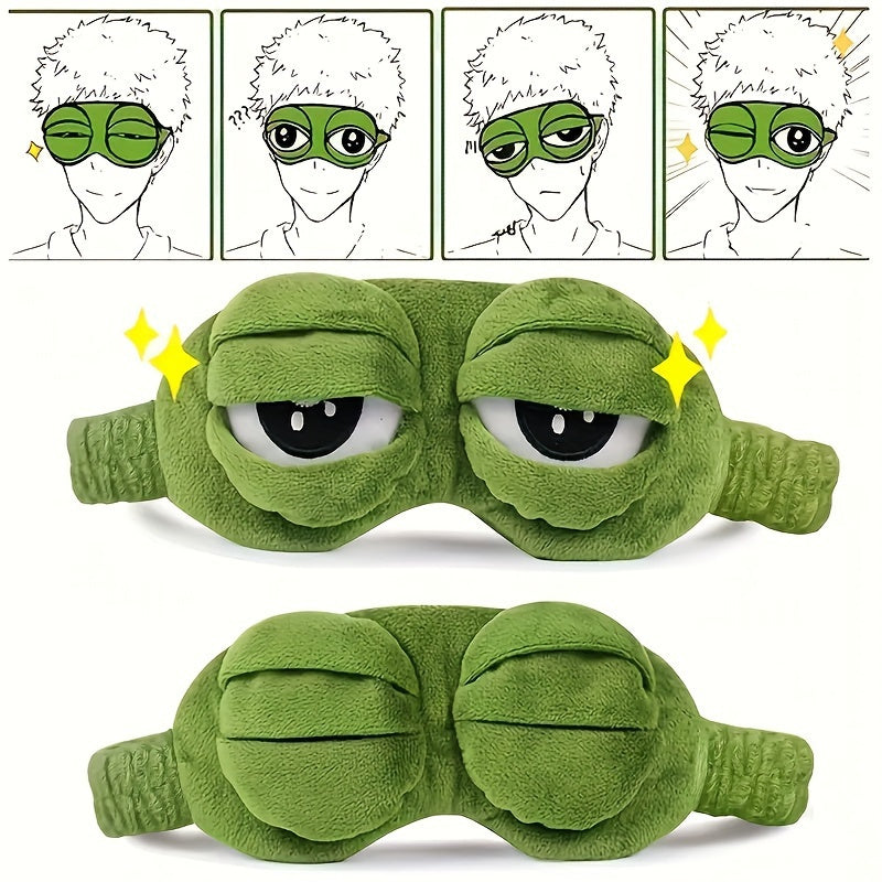 Frog Cartoon Plush Sleeping Eye Mask - Perfect for Travel and Relaxation