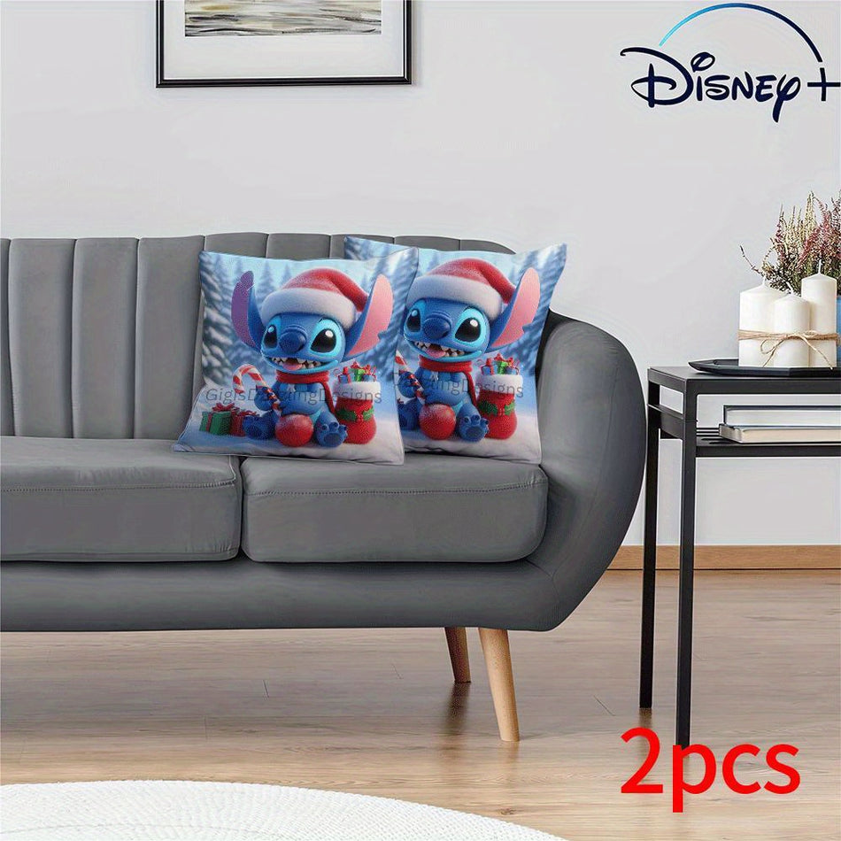 Stitch Christmas Throw Pillow Covers, 2pcs - Cartoon Design, 45.72x45.72cm Cushion Cases For Home & Gift - Cyprus