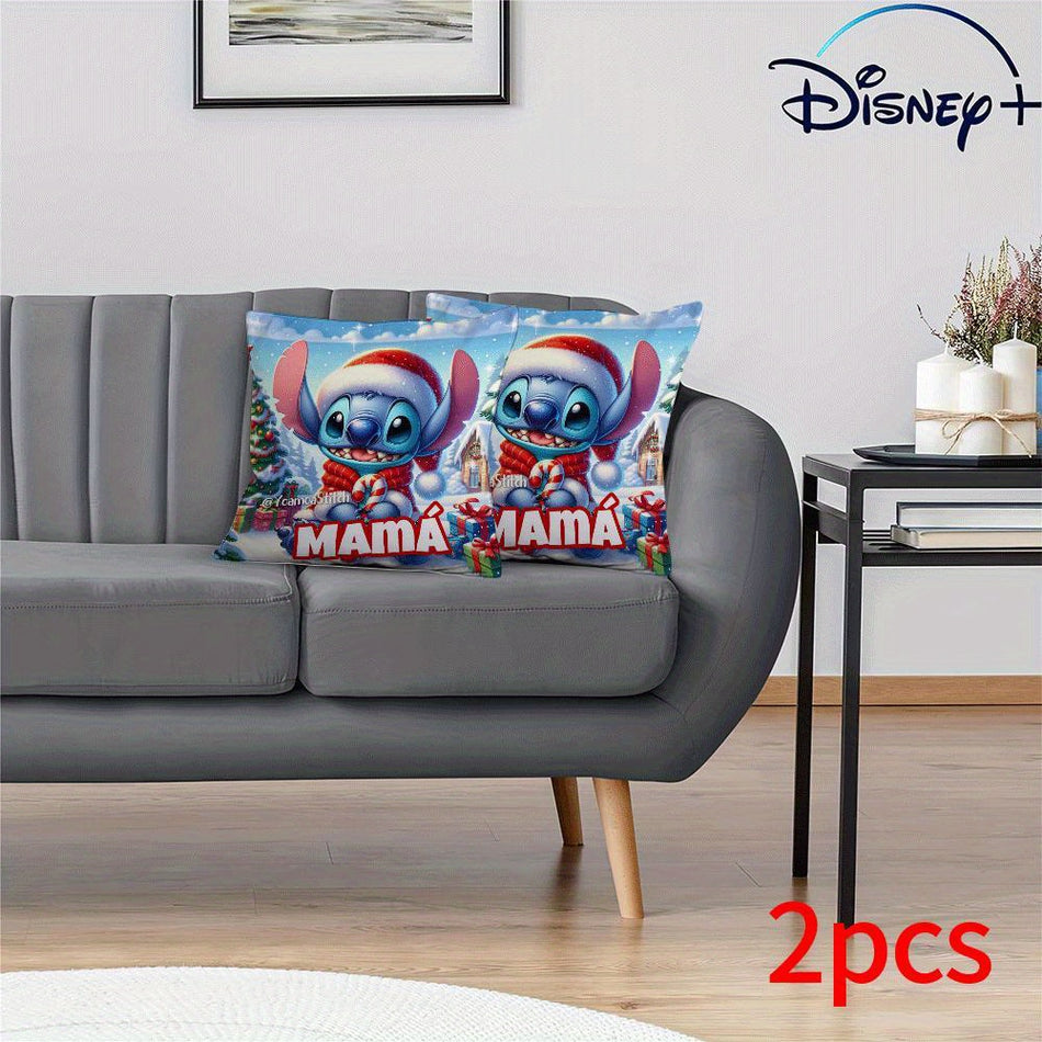 Stitch Christmas Throw Pillow Covers x2 - Cartoon Design - Ideal Gift - Cyprus