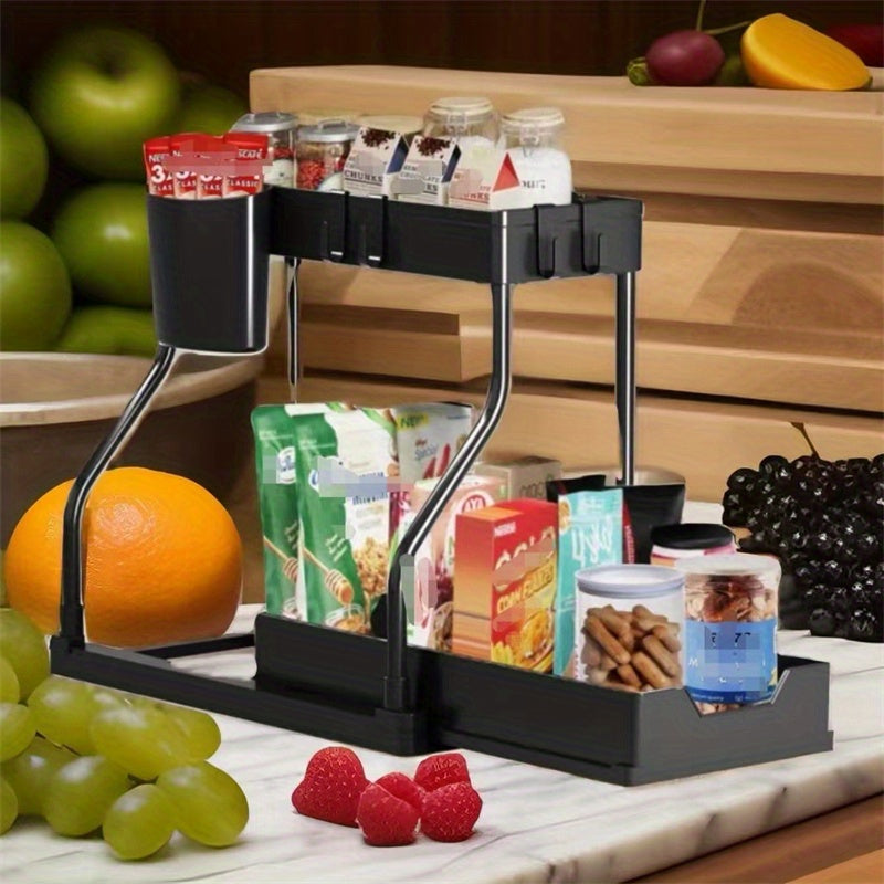 2-Tier Pull-Out Storage Organizer for Kitchen & Bathroom