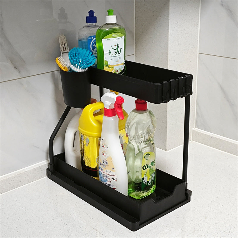 2-Tier Pull-Out Storage Organizer for Kitchen & Bathroom