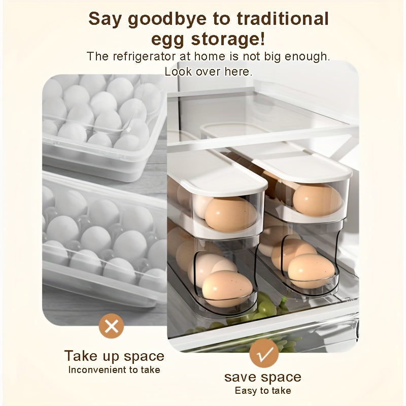 Space-Saving Double Layer Egg Storage Box for 12 Eggs