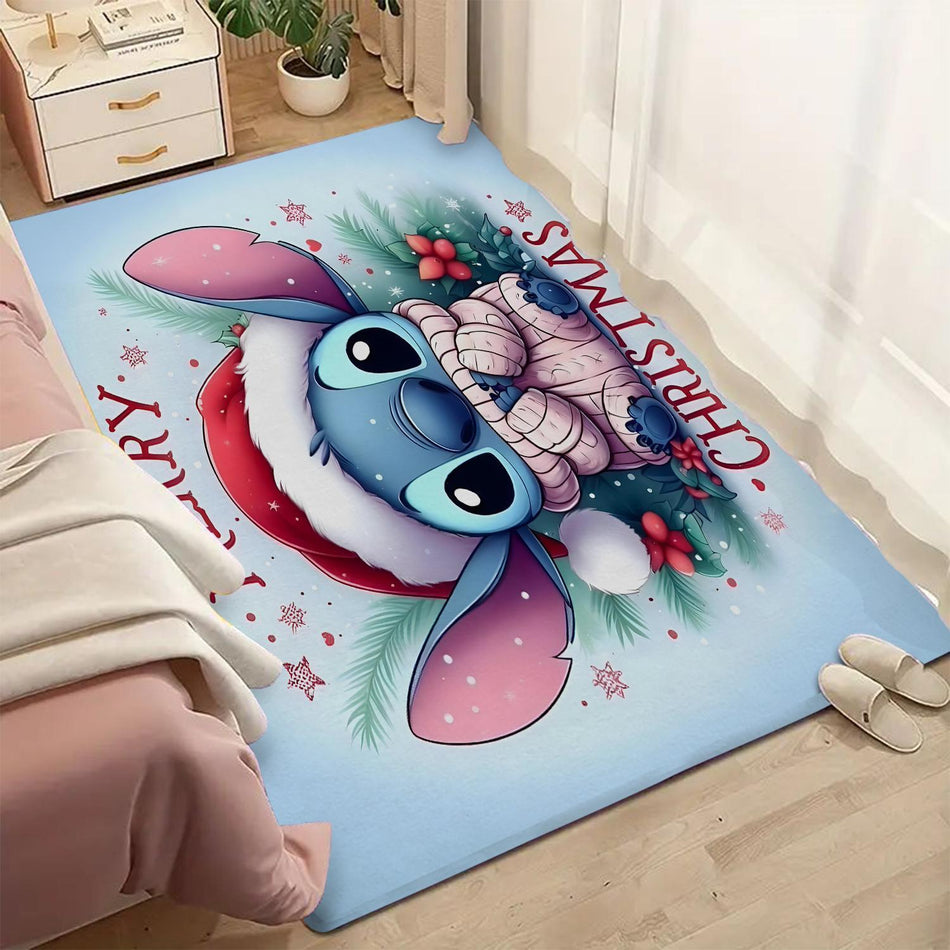 Stitch Halloween & Christmas Mat - Polyester, Machine Washable - Ideal For Bedroom, Living Room, And Dorm Decor - UME - Cyprus