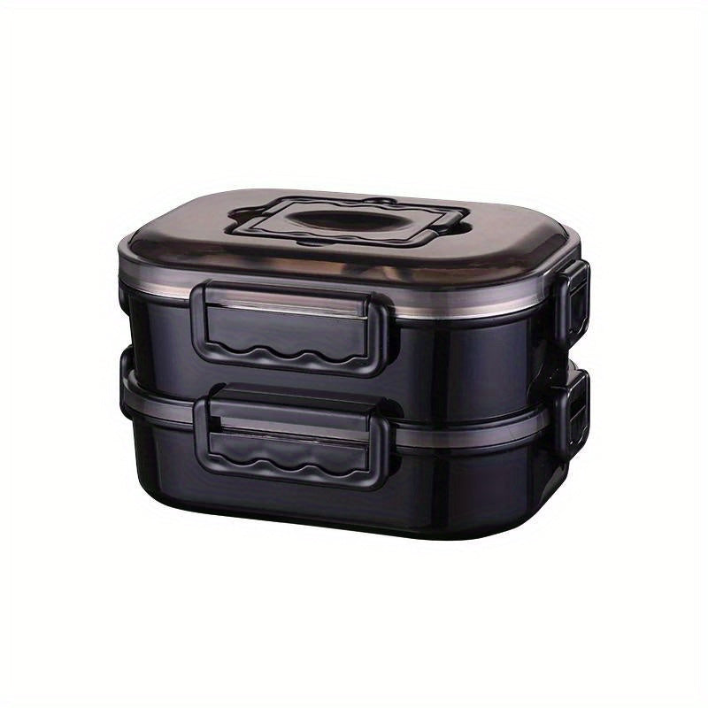 Double Layer Leakproof Insulated Lunch Box for Kids & Adults - Black