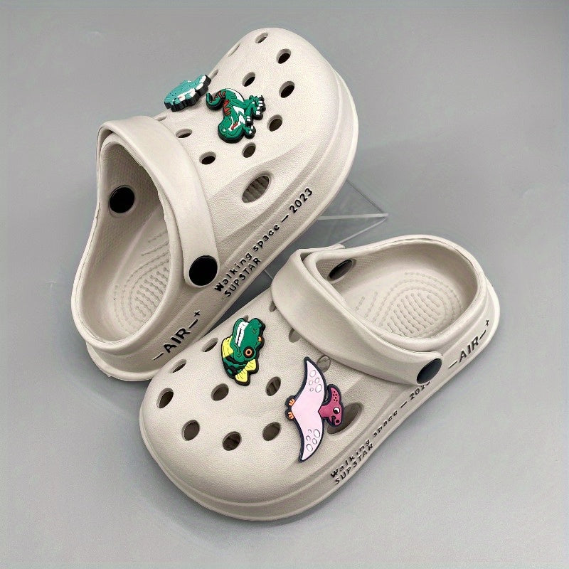 Boys' Lightweight Dino Clogs - Quick-Dry, Anti-Slip, Solid Colour Slip-Ons for Beach & Pool - Cyprus