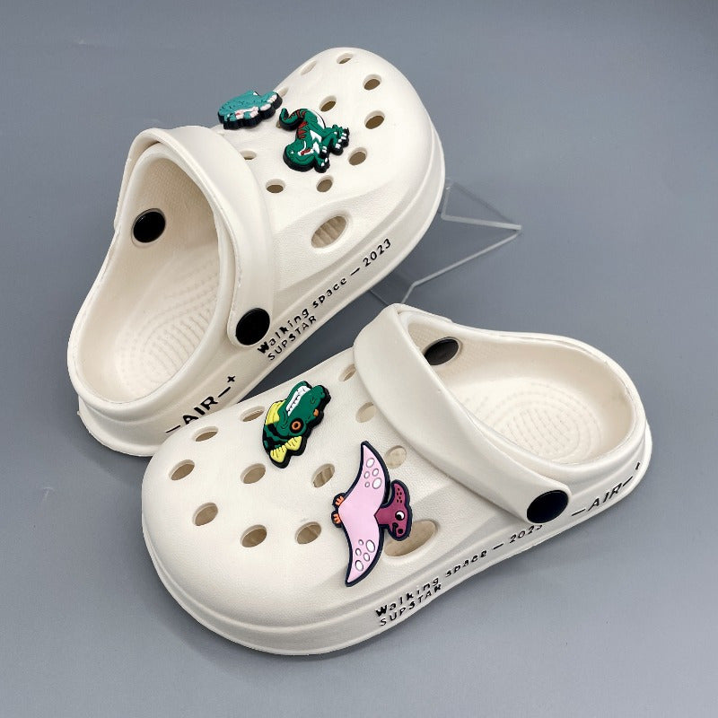 Boys' Lightweight Dino Clogs - Quick-Dry, Anti-Slip, Solid Colour Slip-Ons for Beach & Pool - Cyprus