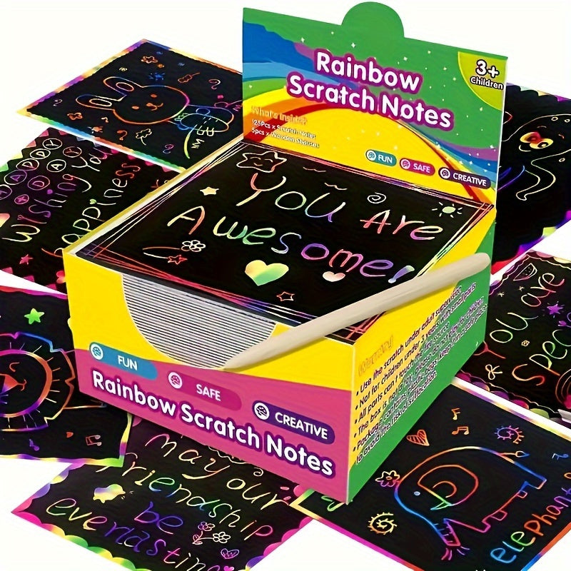 Rainbow Scratch -off Mini Art Notes - 100 magische DIY -Partyzubehör