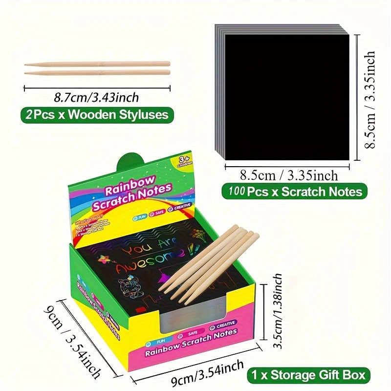 Rainbow Scratch -off Mini Art Notes - 100 magische DIY -Partyzubehör