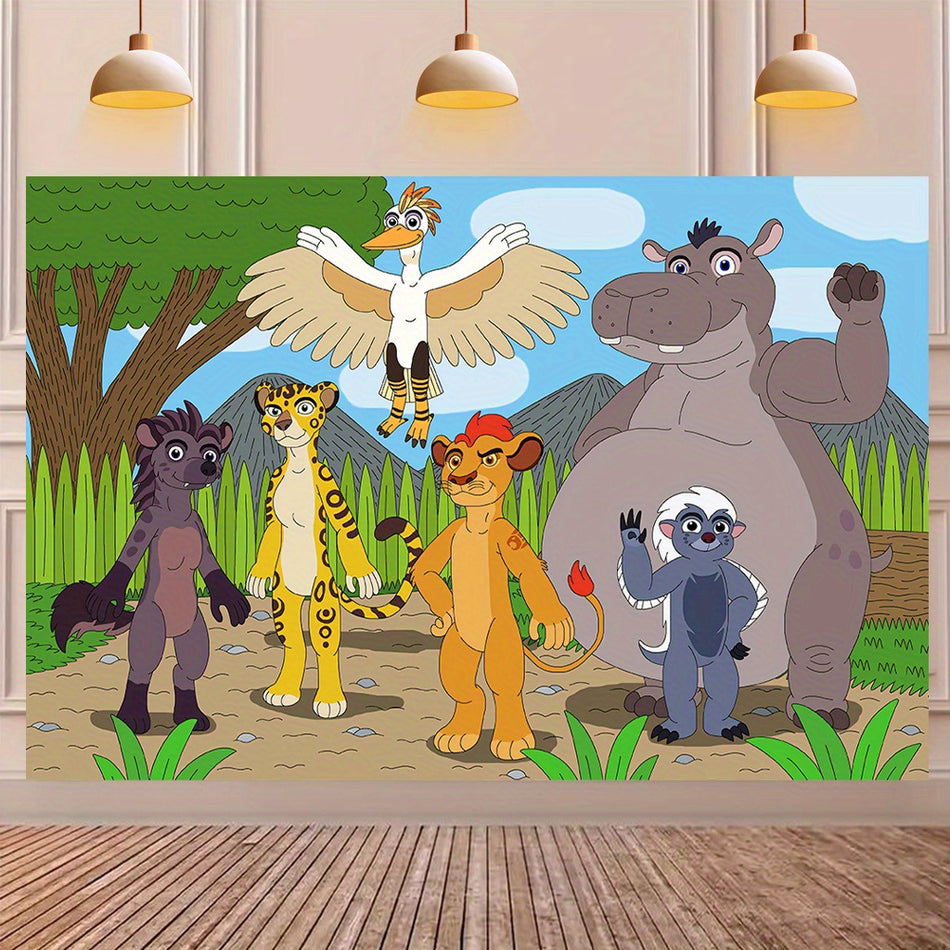 Lion King Themed Party Backdrop - Durable, Machine Washable Polyester - Cyprus