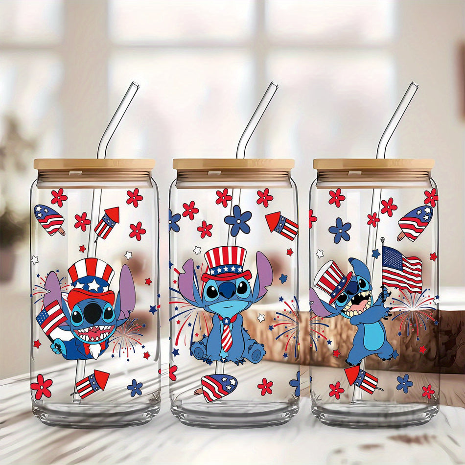 Festive Stitch 16Oz Glasses with Lids and Straws - Cyprus