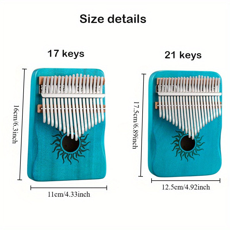 Hluru Kalimba Piano Finger - 17 et 21 Clé Maple Wood en jaune et sarcelle