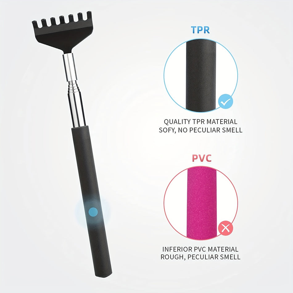 Ergonomic Extendable Stainless Steel Back Scratcher with Soft Grip