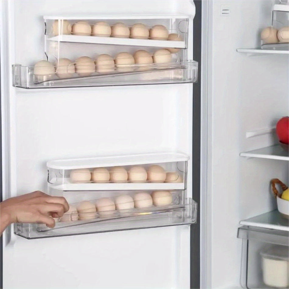 Automatic Double Layer Egg Dispenser - Space-Saving Clear Plastic Storage