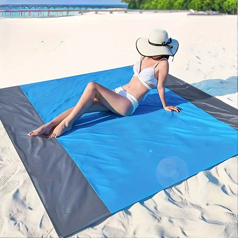 Waterproof Sandproof Beach Blanket with 4 Corner Stakes - Cyprus