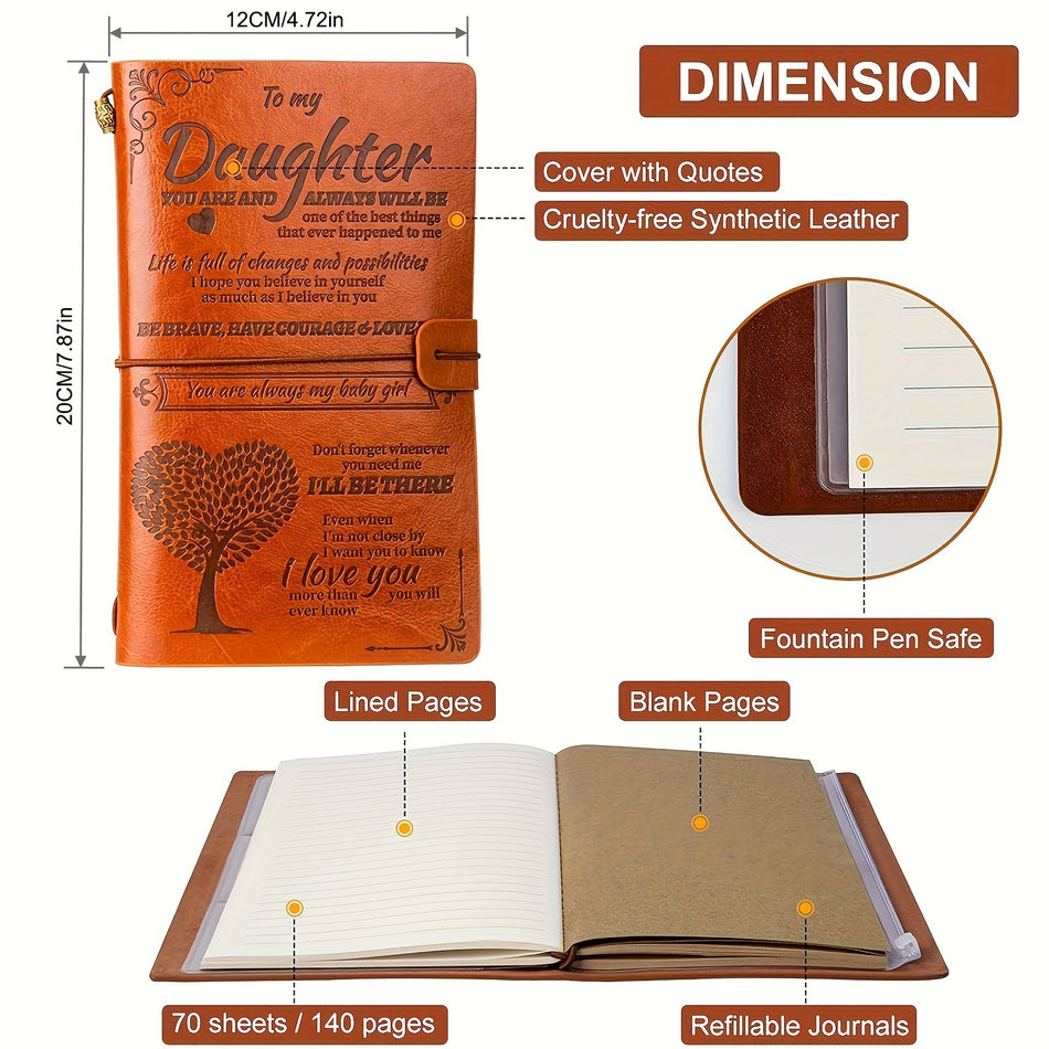 Моей дочери кожаному журналу подарок - 140 страниц для подростков - Кипр