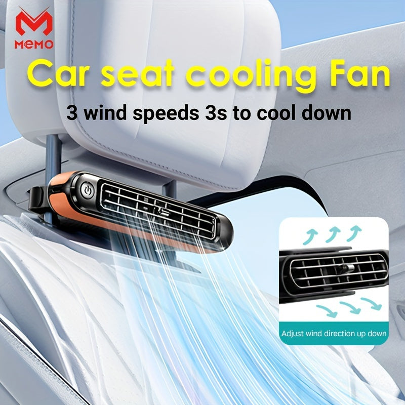 Memo USB-Powered Leafless Car Fan - 3 Speed Settings, Space-Saving Design - Ideal for Cars, Jeeps, Vans, RVs, Trucks - Cyprus